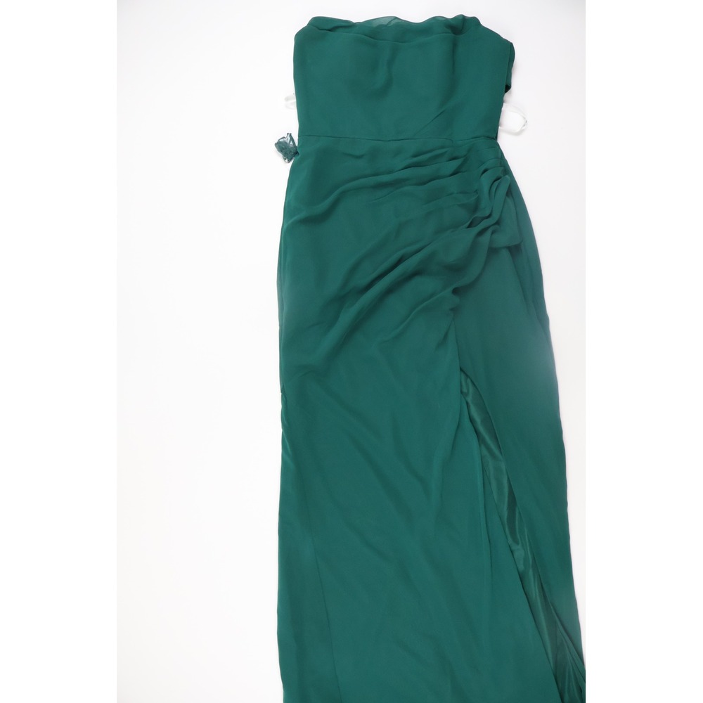 Azazie Womens Gown Leanna Emerald Green Solid A8 Chiffon NWT